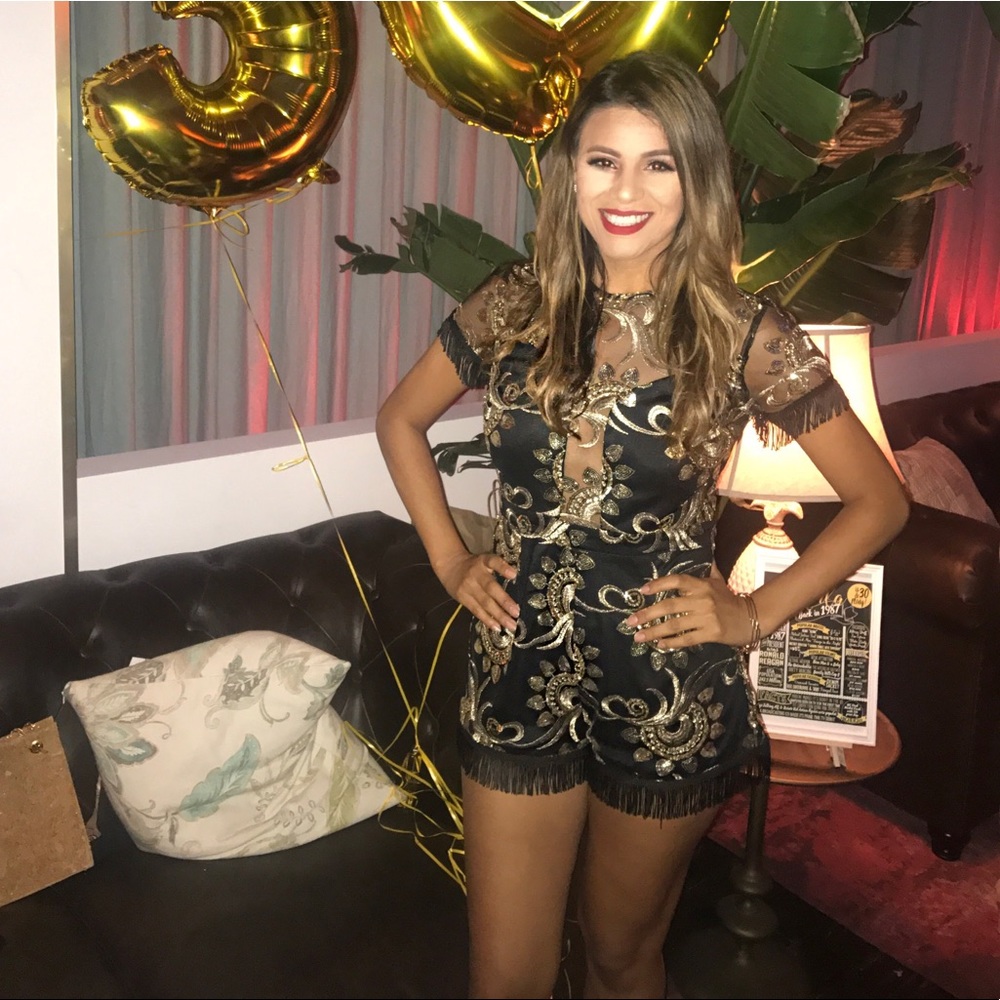 Gold tassel romper